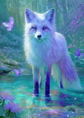 Enchanting White Fox in a Magical Forest