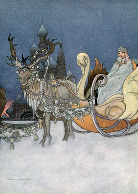 Winter Sleigh Ride with Reindeer and Princess