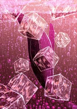 Abstract Pink Cubes and Whale Tail