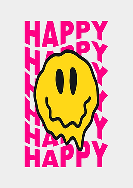 Melting Happy Face with Text