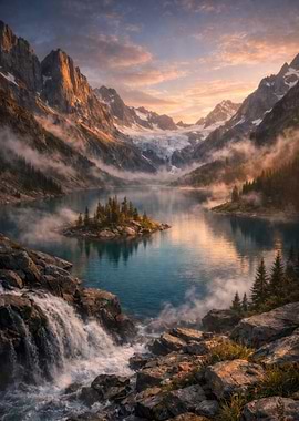 Majestic Mountain Lake at Sunrise