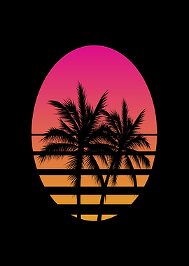 Retro Palm Trees Sunset