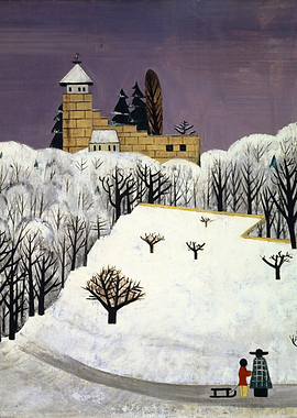 Winter Castle Landscape with Figures