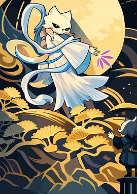 Mythical Cat Spirit and Observer