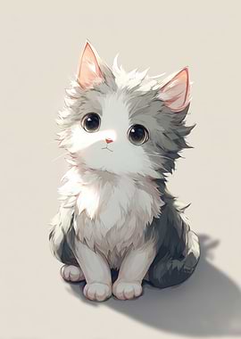 Cute Fluffy Kitten Sitting