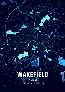 Wakefield England Midnight City Map