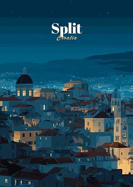 Split Croatia Cityscape at Night
