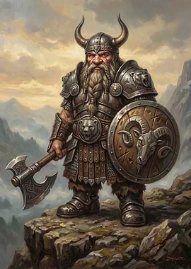 Dwarf Warrior with Axe and Shield