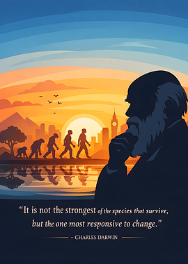 Charles Darwin Evolution Quote Sunset