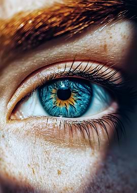 Extreme Close-up of a Blue and Yellow Eye