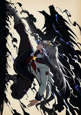 Anime Girl with Shadow Monster