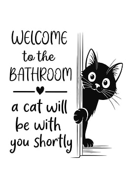 Funny Cat Bathroom Wall Art Cute Cat Lover Gift Humor Toilet Decor Home Decor