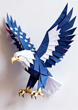 Origami Eagle with American Flag Design