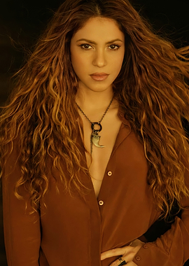 Shakira in Brown Shirt