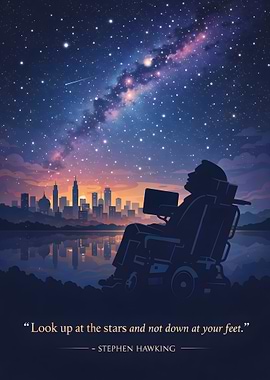 Stephen Hawking looking at the stars