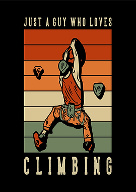 Climbing Guy Retro Sunset