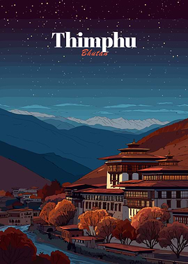 Thimphu Bhutan Landscape Art