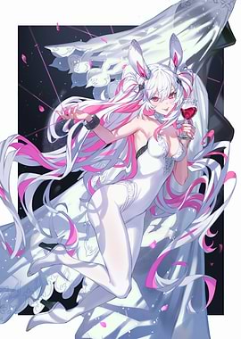 Anime Bunny Girl with Wine