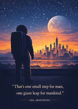 Astronaut overlooking a futuristic cityscape