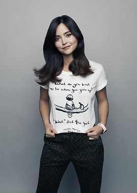Jenna Coleman in a graphic t-shirt