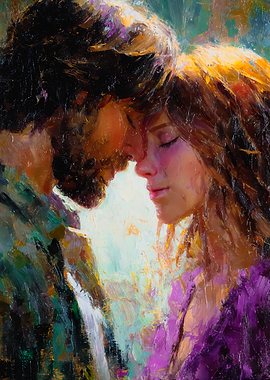 Intimate Couple Oil Painting Portrait