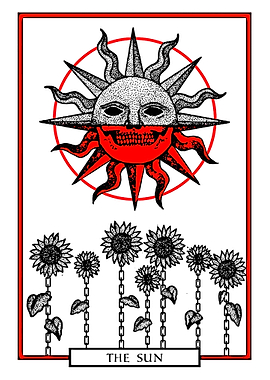 Tarot The Sun Card with Skull Sun