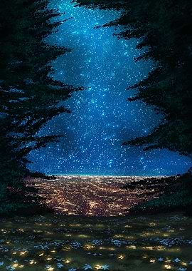 Starry Night Over City Lights