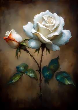 White Rose Painting