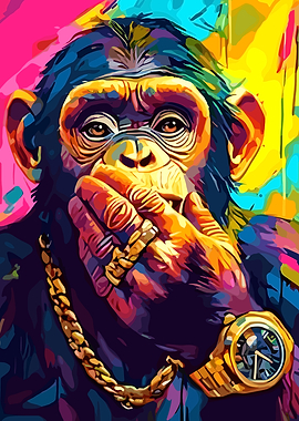 Chimpanzee Wearing Jewelry