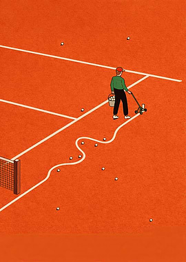 Tennis court maintenance with balls