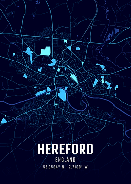 Hereford England Midnight City Map