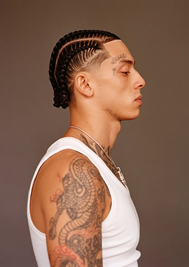 central cee with braids and tattoos