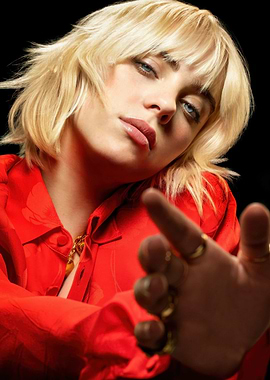 Billie Eilish in Red Shirt