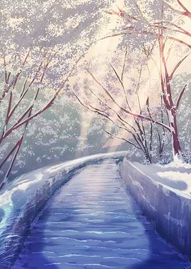 Snowy Path Through Winter Forest