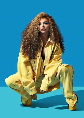 jesy nelson in yellow outfit posing