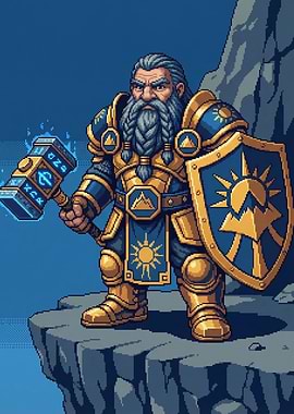 Dwarf Warrior with Hammer and Shield