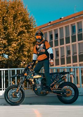 Motocross Rider Poses with KTM Bike