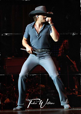 Country singer Tucker Wetmore performing on stage