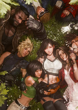 Final Fantasy VII Remake Cast Relaxing