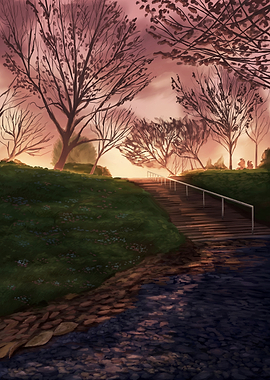 Park Stairway at Sunset