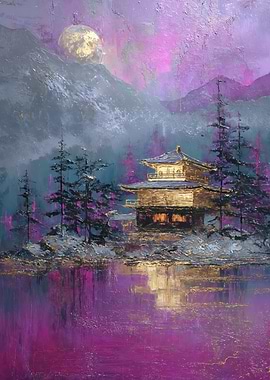 Golden Pagoda Purple Mountain Landscape