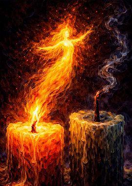 Fire Spirit Emerging from Candle