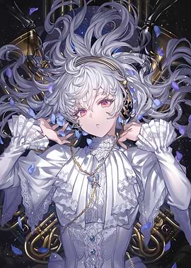 Anime Girl with White Hair and Red Eyes