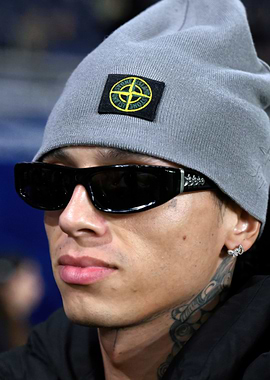 central cee wearing beanie and sunglasses