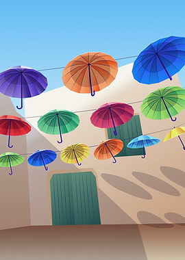 Colorful Umbrellas in St Marie