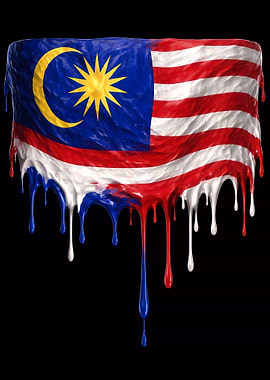 Malaysia Flag Colorful Dripping