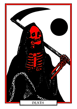 Grim Reaper with Scythe and Moon