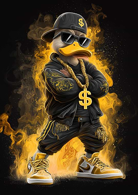 Hip Hop Duck with Gold Chain