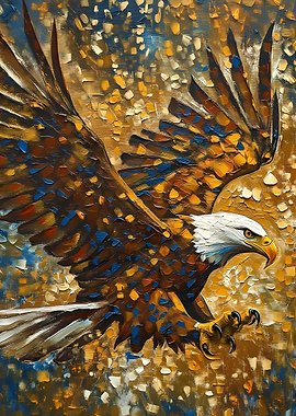 Eagle in Flight Oil Painting