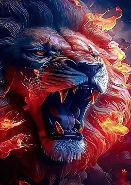 Fiery Roaring Lion